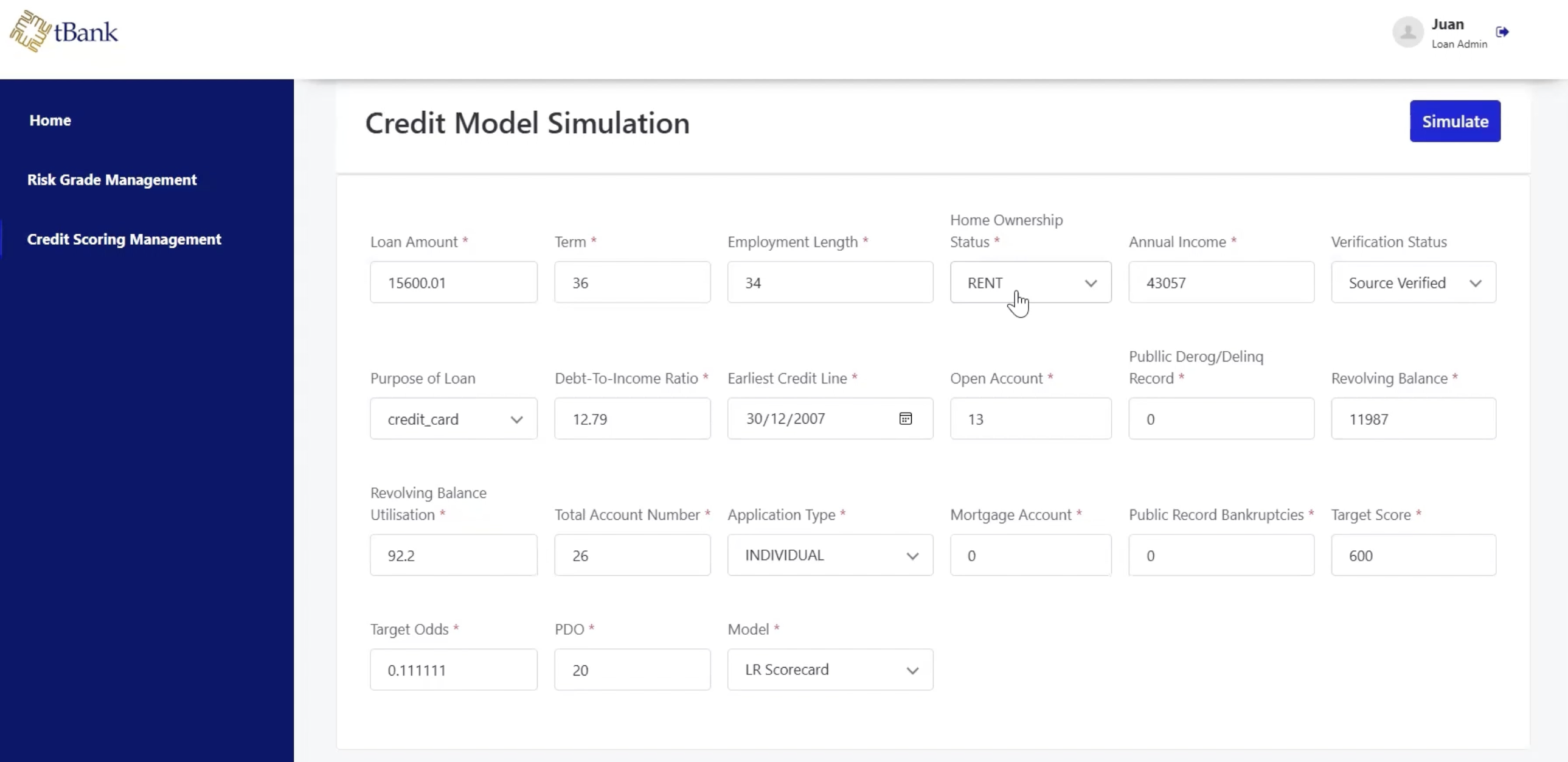 Credit Scoring Simulation